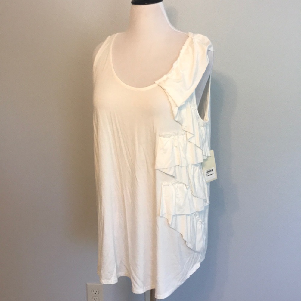 NWT Sejour cream ruffle tank top 2X! Nordstrom